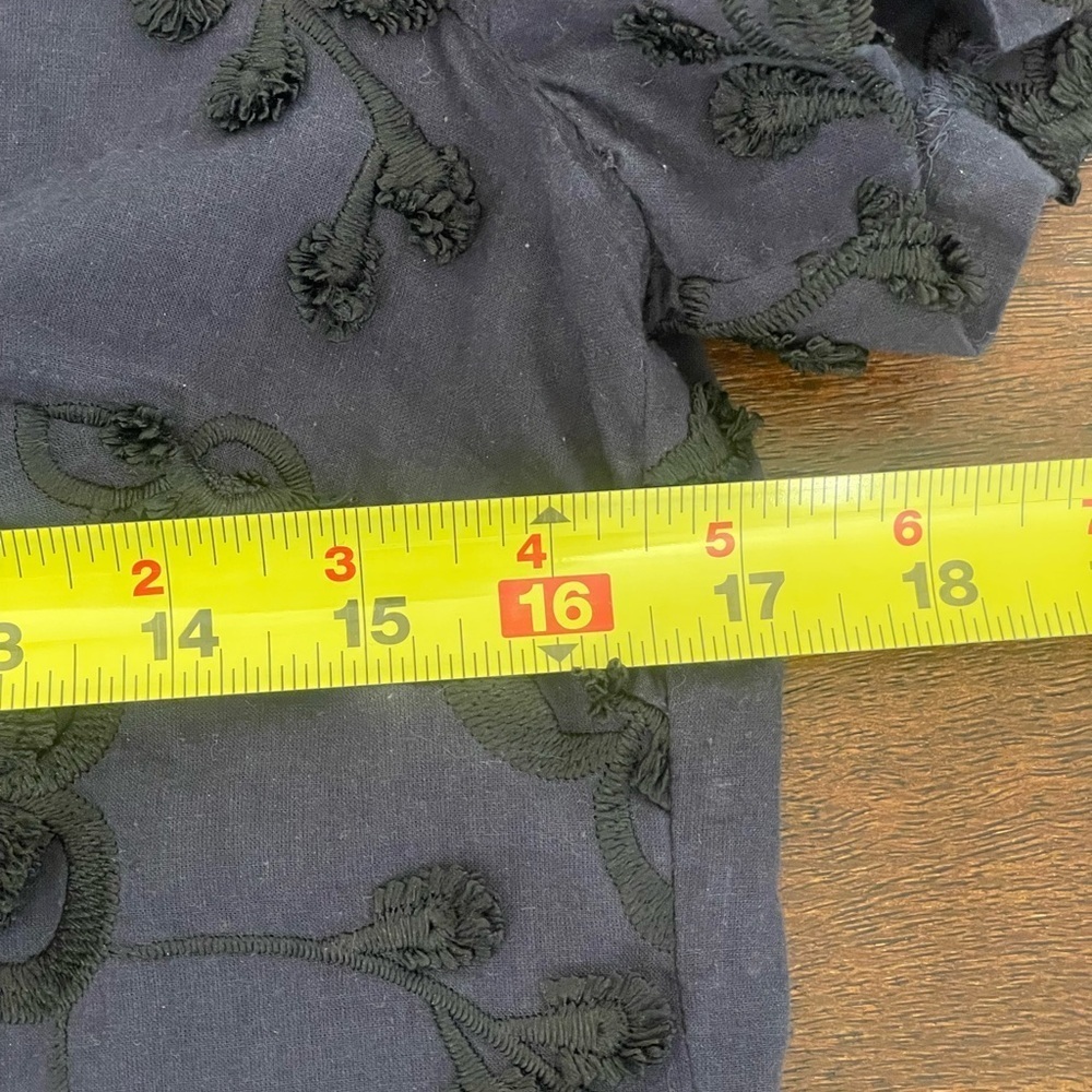 Banana Republic Floral Embroidered S/S Cotton Mini Dress Navy Zip Lined Women 6 - Picture 6 of 7